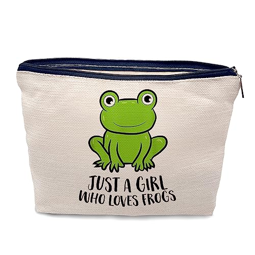 Nogrit Kosmetiktasche mit Frosch-Motiv, Just a Girl Who Loves Frogs, Reise-Kulturbeutel, Geschenke für Froschliebhaber, lustige Frosch-Geschenke von Nogrit