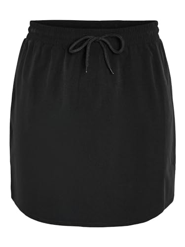 Noisy may Damen Mini Rock Kurzer High Waist Skirt mit Kordelzug, Farben:Schwarz, Größe:L von Noisy may