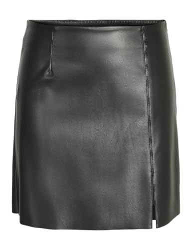 Noisy May Damen Mini Kunstleder Rock | High Waist Lederoptik Skirt Kurz | Coated Stretch Bleistift NMCLARA, Farben:Schwarz, Größe:L von Noisy may