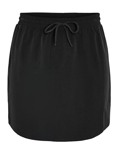 Noisy may Damen Mini Rock Kurzer High Waist Skirt mit Kordelzug, Farben:Schwarz, Größe:M von Noisy may