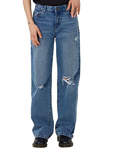 Noisy may Damen Loose Fit Jeans mit Rissen und Löcher Weite Denim Hose NMAMANDA Distressed Pants, Farben:Blau, Größe:31W / 32L, Z-Länge:L32 von Noisy may