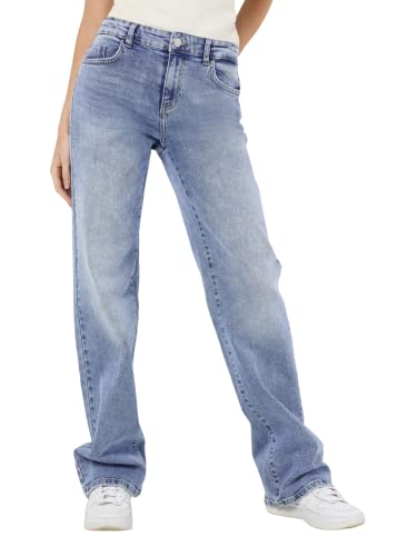 Noisy may Damen Wide Leg Jeans Normal Waist Straight Denim Stretch Hose Stoned Design NMYOLANDA von Noisy may