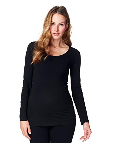 Noppies Sleep Shirt ls Elise für Schwangere Damen Umstandsmode Nachtwäsche (Black (P090), 38 (Herstellergröße: M)) von Noppies