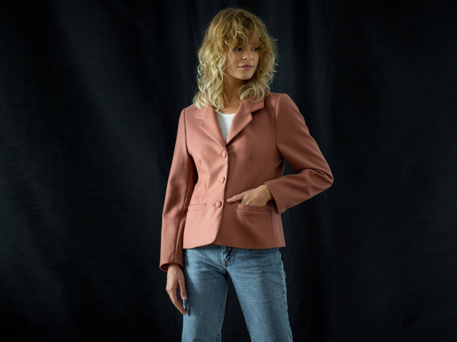 Vintage Taillierter Wollblazer in Mauve Für Damen | Größe Xs - S Rose Rosa Taupe Ausgestattet Einreiher Formale Jacke Frauen Gvs039 von NorasVintageSilkShop