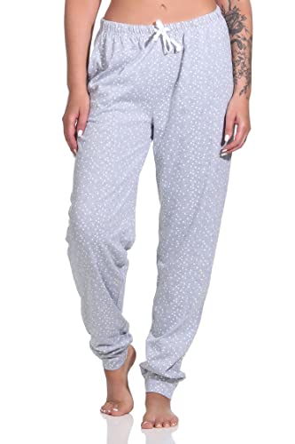Damen Schlafanzug Hose lang Mix & Match in Tupfen-Punkte Optik - ideal zu kombinieren, Farbe:grau-Melange, Größe:44-46 von Normann