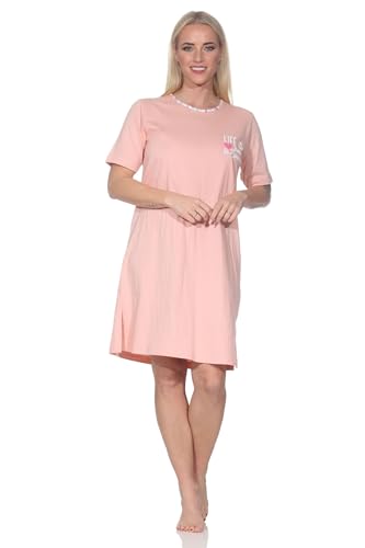 Normann Damen Kurzarm Nachthemd Sleepshirt in edler Optik - auch in Übergröße, Farbe:apricot, Größe:44-46 Normann Damen Kurzarm Nachthemd Sleepshirt in edler Optik - auch in Übergröße, Farbe:apricot, Größe:44-46 von Normann