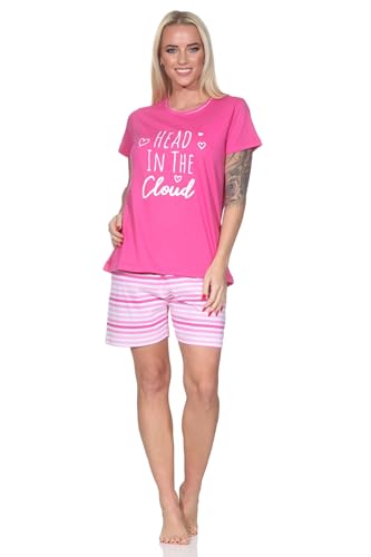 Normann Damen Schlafanzug Kurzarm Shorty Pyjama mit kurzer Pyjamahose in Streifenoptik, Farbe:pink, Größe:44-46 Normann Damen Schlafanzug Kurzarm Shorty Pyjama mit kurzer Pyjamahose in Streifenoptik, Farbe:pink, Größe:44-46 von Normann