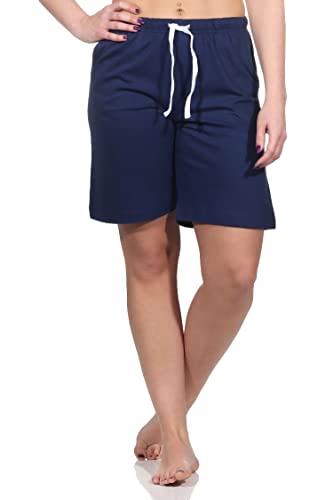 Normann Damen Shorty Schlafanzug Hose kurz - unifarben - perfekt zu kombinieren, Farbe:Marine, Größe:36-38 von Normann