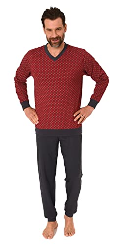 Normann Edler Herren Pyjama Langarm mit Minimal-Print - 122 101 10 750, Farbe:rot, Größe:56 von Normann