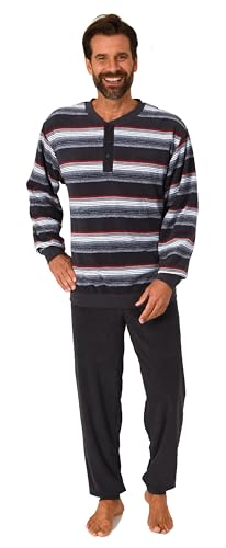 Normann Herren Frottee Schlafanzug mit Bündchen in edler Blockstreifen-Optik, Farbe:dunkelgrau, Größe:50 von Normann