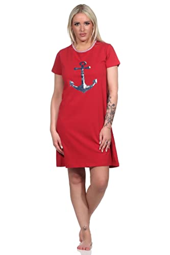 Maritimes Damen Kurzarm Nachthemd mit Anker-Motiv - 122 214 10 755, Farbe:rot, Größe:44-46 Maritimes Damen Kurzarm Nachthemd mit Anker-Motiv - 122 214 10 755, Farbe:rot, Größe:44-46 von Normann