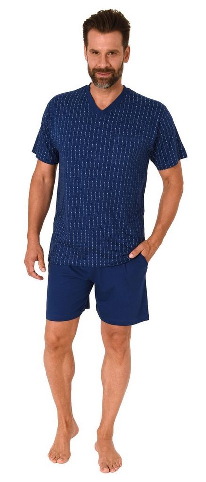 Normann Pyjama Herren Schlafanzug Kurzarm Shorty Pyjama – Streifenoptik von Normann