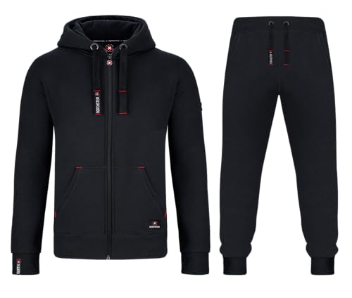 Northster Herren Joggingsuit aus Baumwolle Freizeitanzug Trainingsanzug Hausanzug, schwarz, 4XL von Northster