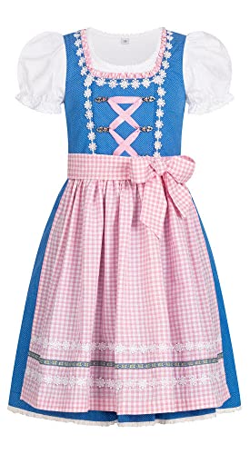 Nübler Kinderdirndl 3-teilig Lorena in Blau, Größe:110 von Nübler