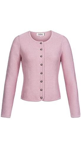 Nübler Trachtenjacke Damen - Strickjacke Damen im Landhausstil, taillierter Schnitt mit Knöpfen Silber - Moderne bayrische Tracht, ANNI Rosa Gr. 40 von Nübler