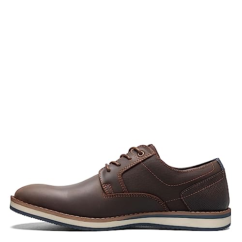 Nunn Bush Herren Circuit Plain Toe Oxford Fashion Lace Up mit Komfort-Gel, Braun, 9 Wide von Nunn Bush