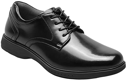 Nunn Bush Kore Pro Oxford mit einfarbiger Zehenpartie und rutschfester Komfort-Technologie für Herren Oxford, Schwarz glänzend, 45.5 EU von Nunn Bush