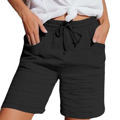Musselin Hose Damen Musselin Kurze Hose Damen 2025 Sommerhose Leicht Sommer Leinen Shorts Beach Hosen Mit Taschen Stoffhose Kleid Stretch Gerades Bein Kordelzug Leinenhose Bluse Capri Schwarz XXL Musselin Hose Damen Musselin Kurze Hose Damen 2025 Sommerhose Leicht Sommer Leinen Shorts Beach Hosen Mit Taschen Stoffhose Kleid Stretch Gerades Bein Kordelzug Leinenhose Bluse Capri Schwarz XXL von Nuoke