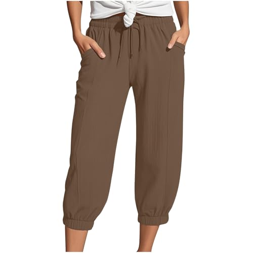 Nuoke Leinenhose Damen Musselin Hose Sommerhose Damen Leicht Sommer Leinen Shorts 2025 Beach Kurze Hosen Mit Taschen Stoffhose Kleid Stretch Gerades Bein Kordelzug Leinenhose Bluse Nuoke Leinenhose Damen Musselin Hose Sommerhose Damen Leicht Sommer Leinen Shorts 2025 Beach Kurze Hosen Mit Taschen Stoffhose Kleid Stretch Gerades Bein Kordelzug Leinenhose Bluse von Nuoke