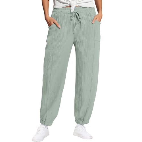 Nuoke Leinenhose Damen Sommerkleid Damen Musselin Hose Leinenhose Damen Leinen Beach Hose Mit Sommerhose Leicht Stoffhose Kleid Gerades Bein Kordelzug Leinenhose Nuoke Leinenhose Damen Sommerkleid Damen Musselin Hose Leinenhose Damen Leinen Beach Hose Mit Sommerhose Leicht Stoffhose Kleid Gerades Bein Kordelzug Leinenhose von Nuoke