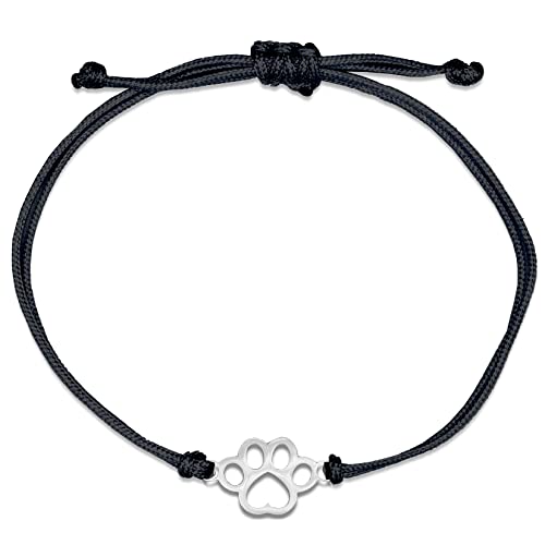 Nuoli® Pfote Armband Damen Silber (größenverstellbar) tolles Geschenk für Hundebesitzer, Hundeliebhaber und Katzenbesitzer von Nuoli