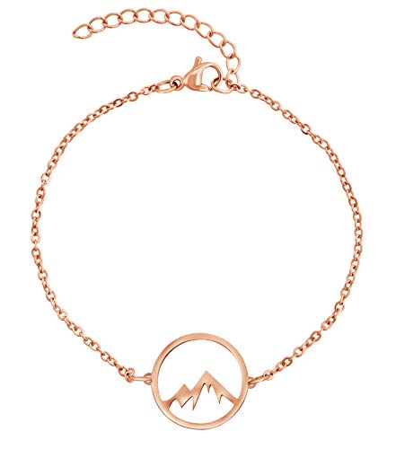 Nuoli® Berg Armband Damen Rosegold (15 + 5cm verstellbar) Bergarmband für Frauen & Mädchen, Armkette aus Edelstahl mit Berg Anhänger von Nuoli