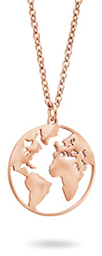 Nuoli® Kette Weltkugel Rosegold (45 cm) Weltkarte Halskette Damen und Herren von Nuoli