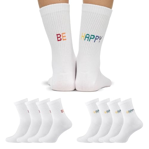 NUR DIE Herren Freizeitsocken 8-Pack Good Vibes Motiv Statement Socken Tennissocken - Be Happy - Größe 43-46 NUR DIE Herren Freizeitsocken 8-Pack Good Vibes Motiv Statement Socken Tennissocken - Be Happy - Größe 43-46 von Nur Die