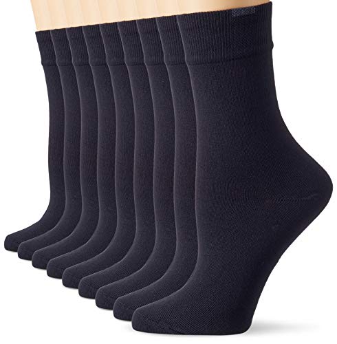 Nur Die 9er Pack Passt Perfekt Socken atmungsaktive Baumwolle einfarbig Komfortbund ohne drückende Naht Damen von Nur Die