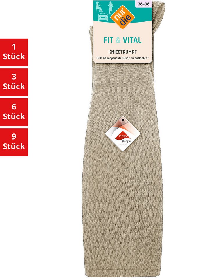 Nur Die Kniestrümpfe Fit & Vital Damen (1er/3er/6er/9er Pack, 1-Paar) Knie-strümpfe thermo-socken overknee von Nur Die