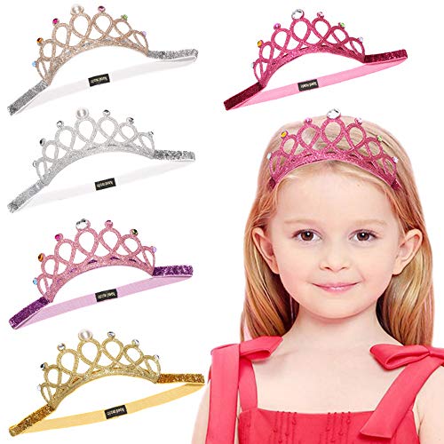 Nv Wang Madchen Krone,Prinzessin Tiara Set 5 Stuck Tiara Elastisches Haarband Sparkling Crown Stirnband für Bridal Crown Hochzeit Proms Festzüge Baby Parties Geburtstag von Nv Wang