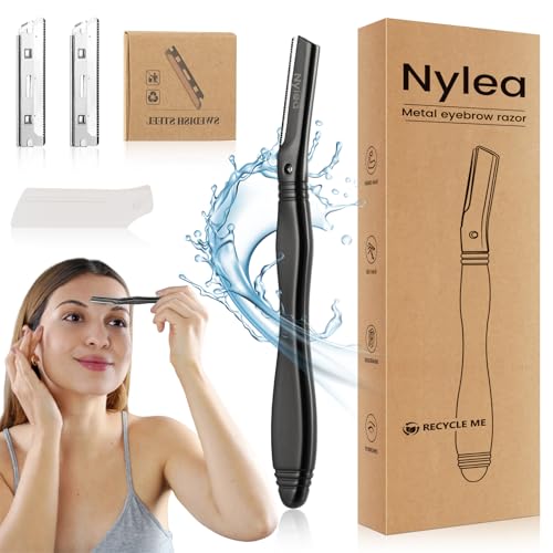 Augenbrauenrasierer, Edelstahl Gesichtsrasierer für Frauen & Männer – Mehrzweck Peeling Rasierer für Dermaplaning mit 4 Klingen, ideal zur Entfernung von Flaum-, Gesichts- und Augenbrauenhaaren. Augenbrauenrasierer, Edelstahl Gesichtsrasierer für Frauen & Männer – Mehrzweck Peeling Rasierer für Dermaplaning mit 4 Klingen, ideal zur Entfernung von Flaum-, Gesichts- und Augenbrauenhaaren. von Nylea