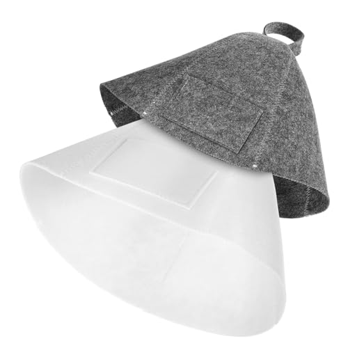 2 Stück Saunahüte aus Filz Dicke Badekappen für Damen und Herren Wasserabsorbierend Bequem und Tragbar für Sauna und Dampfbad Graue und Weiße Farben 2 Stück Saunahüte aus Filz Dicke Badekappen für Damen und Herren Wasserabsorbierend Bequem und Tragbar für Sauna und Dampfbad Graue und Weiße Farben von OATIPHO