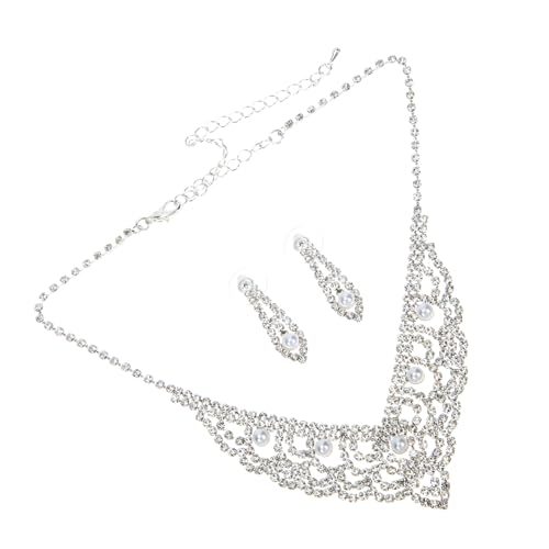 OATIPHO 1 Satz Perl Strass Halskette perlenkette pearl necklace Schmuckohrringe Strass Halsband Perlenohrringe eine Halskette Perlenanhänger Braut Halskette Einfach und vielseitig Zubehör von OATIPHO