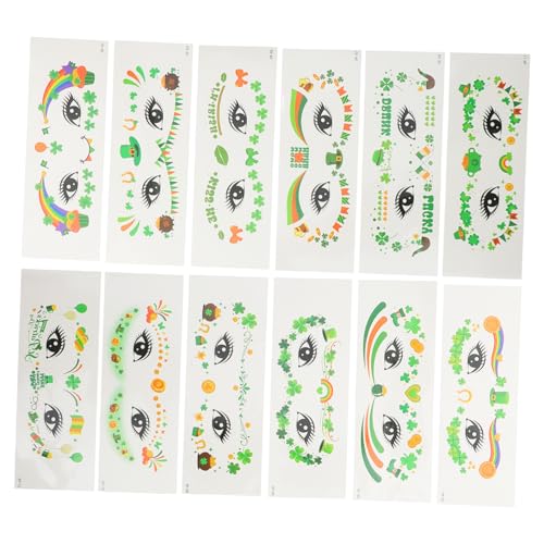 OATIPHO 12 Blatt Gesichtsaufkleber für irische Feiertage Kleeblatt-Glitter-Aufkleber st patricks day gesichtstattoos St Patrick Aufkleber St. Patricks Day Tattoos PVC Green OATIPHO 12 Blatt Gesichtsaufkleber für irische Feiertage Kleeblatt-Glitter-Aufkleber st patricks day gesichtstattoos St Patrick Aufkleber St. Patricks Day Tattoos PVC Green von OATIPHO