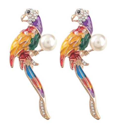 OATIPHO 2 Stück Strass-Papagei-Brosche Kristall-Papagei-Vogel-Emaille-Brosche Niedliche Brosche Anstecknadel Anstecknadel Schmuck Für Damen Und Herren Geschenk von OATIPHO