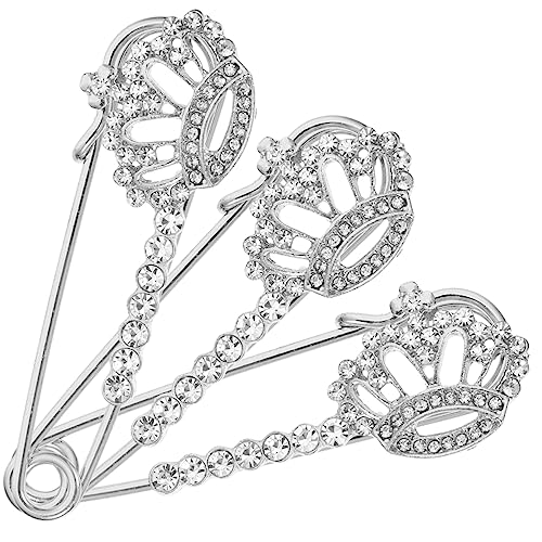 OATIPHO 3St Krone Sicherheitsnadel schmuck set schmuckset Kragennadel mit Kristallkrone Schal-Clips schultergurt rosafarbener Pullover für Damen Strassnadel Pullover-Clips Anti-Licht Stift von OATIPHO