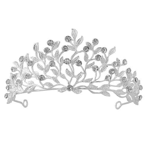 OATIPHO Brautkrone Braut-Tiara Stirnband Mit Juwelen Besetzt Barock-Königin-Krone Hochzeit Party Haarschmuck Eleganter Kopfschmuck Für Frauen Dame Silber von OATIPHO