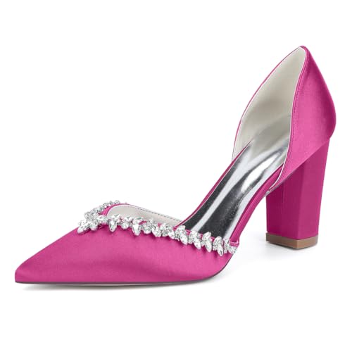 OAUSZC Blockabsatz Brautschuhe Pumps Damen Satin Strass Spitze Zehen Hochzeitsschuhe Partyschuhe 22014-17YK,Fuchsia,35 EU OAUSZC Blockabsatz Brautschuhe Pumps Damen Satin Strass Spitze Zehen Hochzeitsschuhe Partyschuhe 22014-17YK,Fuchsia,35 EU von OAUSZC