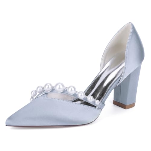 OAUSZC Hochzeits Pumps Mit Blockabsatz Damen Spitze Zehen Party Brautschuhe Abendschuhe 22014-17,Silber,40 EU OAUSZC Hochzeits Pumps Mit Blockabsatz Damen Spitze Zehen Party Brautschuhe Abendschuhe 22014-17,Silber,40 EU von OAUSZC