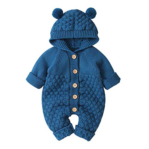 OBEEII Neugeborenes Baby Strick-Strampler Hut Set Säugling Schneeanzug Bodysuit Overalls für Jungen Mädchen Denim Blau 12-18 Monate OBEEII Neugeborenes Baby Strick-Strampler Hut Set Säugling Schneeanzug Bodysuit Overalls für Jungen Mädchen Denim Blau 12-18 Monate von OBEEII