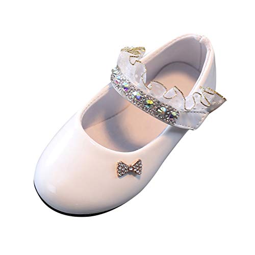 Ballettschuhe Mädchen Leder - Tanzschuhe Strasssteinen Prinzessin Schuhe Elegante Geschlossene Sandalen Niedriger Absatz Kleiderschuhe Glitzer Strandsandalen Flache Kindersandalen von OBiQuzz