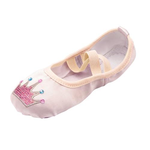 Ballettschuhe Mädchen Mit Ganze Sohle - Tanzschuhe Mit Genähtes Band Weich Sohle Yogaschuhe Stain Gymnastikschuhe Bequem Ballet Trainingsschuhe Performance Ballerinas Tanz Hausschuhe von OBiQuzz