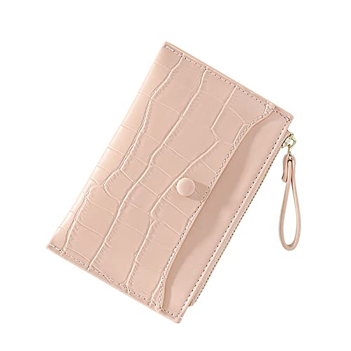 Fashion Color Matching Geldbörse Change Wallet Pouch Kartenhalter Wallet Damen Geldbörsen Groß Schwarz (Pink, One Size) von OBiQuzz