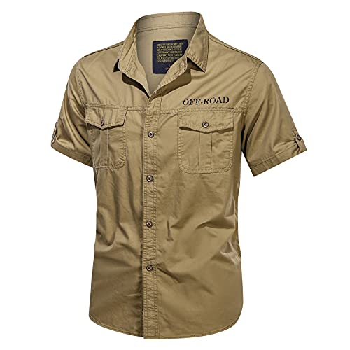 Funktionshemd Herren Outdoorhemd Schutz Safari Hemd Mit Taschen Schnelltrocknend Funktionsshirt Für Wandern Angeln Button Down Arbeitshemd Vintage Work Shirt Outdoor Sportliches Freizeithemd Angelhemd von OBiQuzz