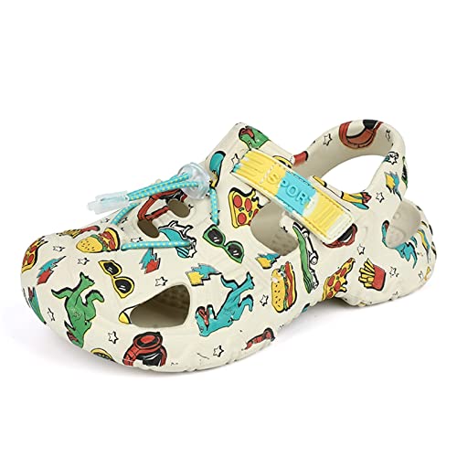 Kinder Clogs Pantoletten Unisex - Hausschuhe Mit Camouflage-Druck Badeschuhe Sommer Gartenclogs Gummi Wolken Gartenschuhe Strand Sandalen Slip On Outdoor-Sandalen Flach Bades-Sandalen von OBiQuzz