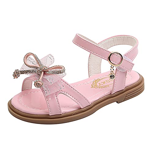 Mädchen Sandalen Sommer - Kindersandalen Schmetterling Prinzessin Schuhe Strassverzierter Kleiderschuhe Knöchelriemen Sommersandalen Peep Toe Schulschuhe Flache Strandsandalen Römersandalen von OBiQuzz