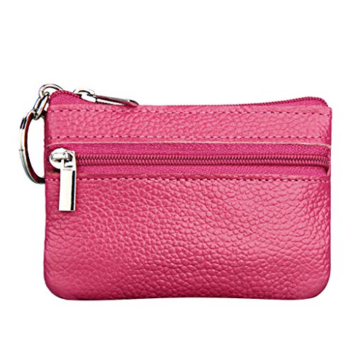 Münzring Kleiner Reißverschluss Lederbeutel kleine Geldbörse für Frauen mit Geldbeutel Geldbörse Geldbörsen Männer (Hot Pink, One Size) von OBiQuzz