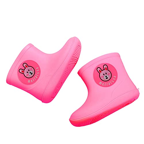 OBiQuzz Gummistiefel Regen Regen Kleinkind Mädchen Kinder Cartoon Schuhe Wasserdichte Baby Babyschuhe Overknees Lack (Pink, 3-4 Years) von OBiQuzz