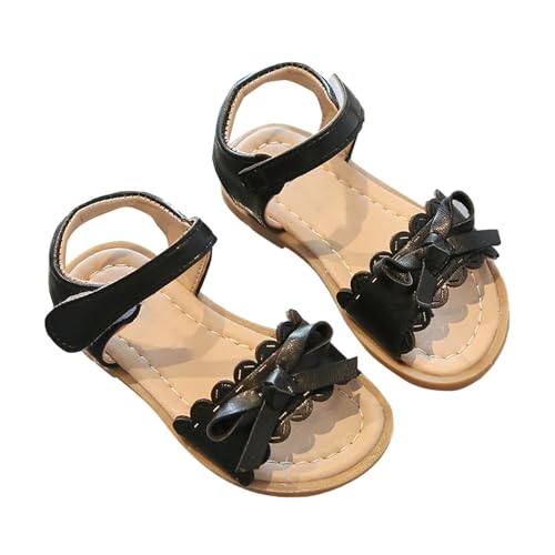 OBiQuzz Kinder Mädchen Sandale Sommer Einfarbig Gummisohle Alternative Vamp Metallschnalle Geburtstag Party Schule Sandstrand Sandalen Kinder 35 (Black, 24 Toddler) von OBiQuzz